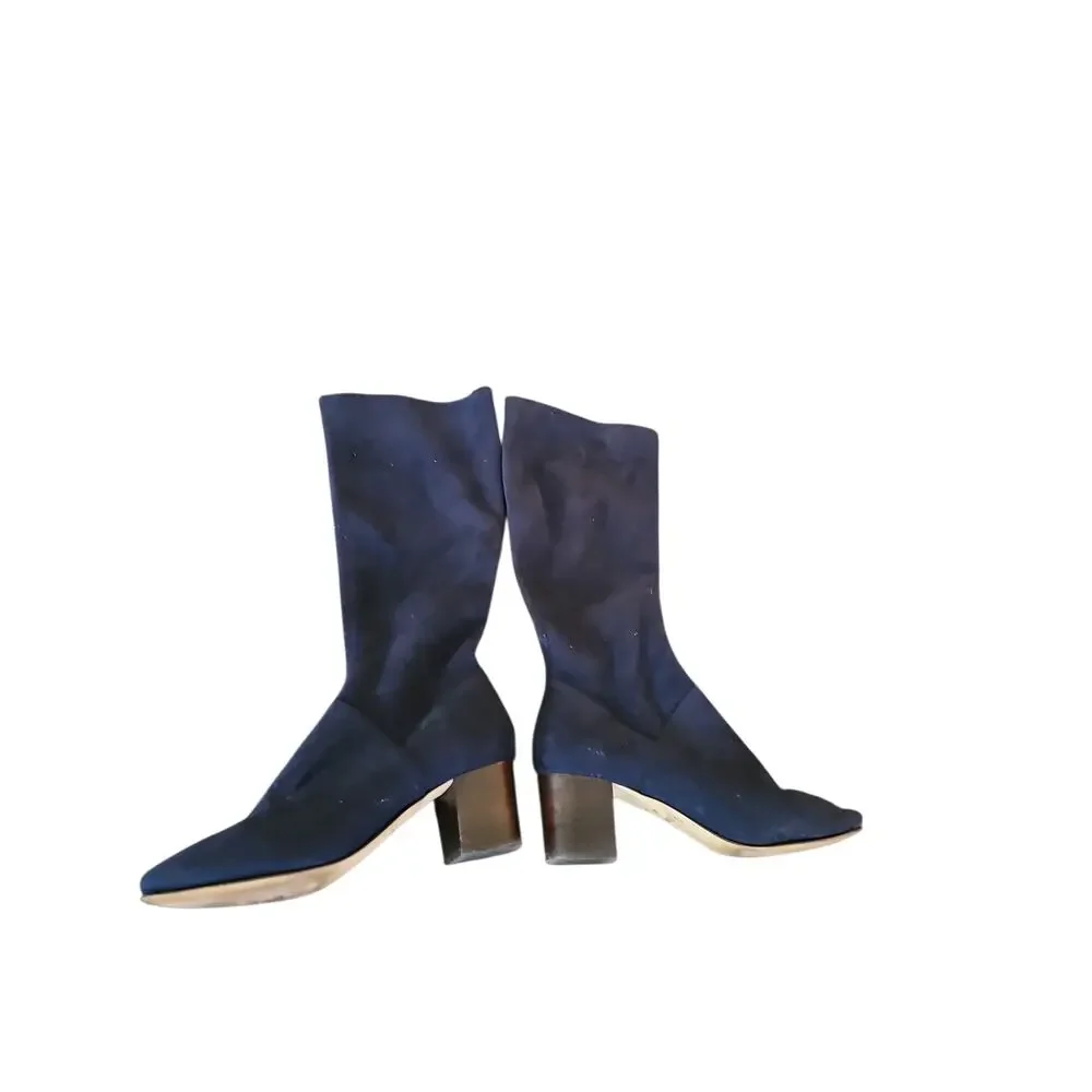 Boden 41  Round Toe Stretch Boots in navy blue suede sz 9 riding boots $220
